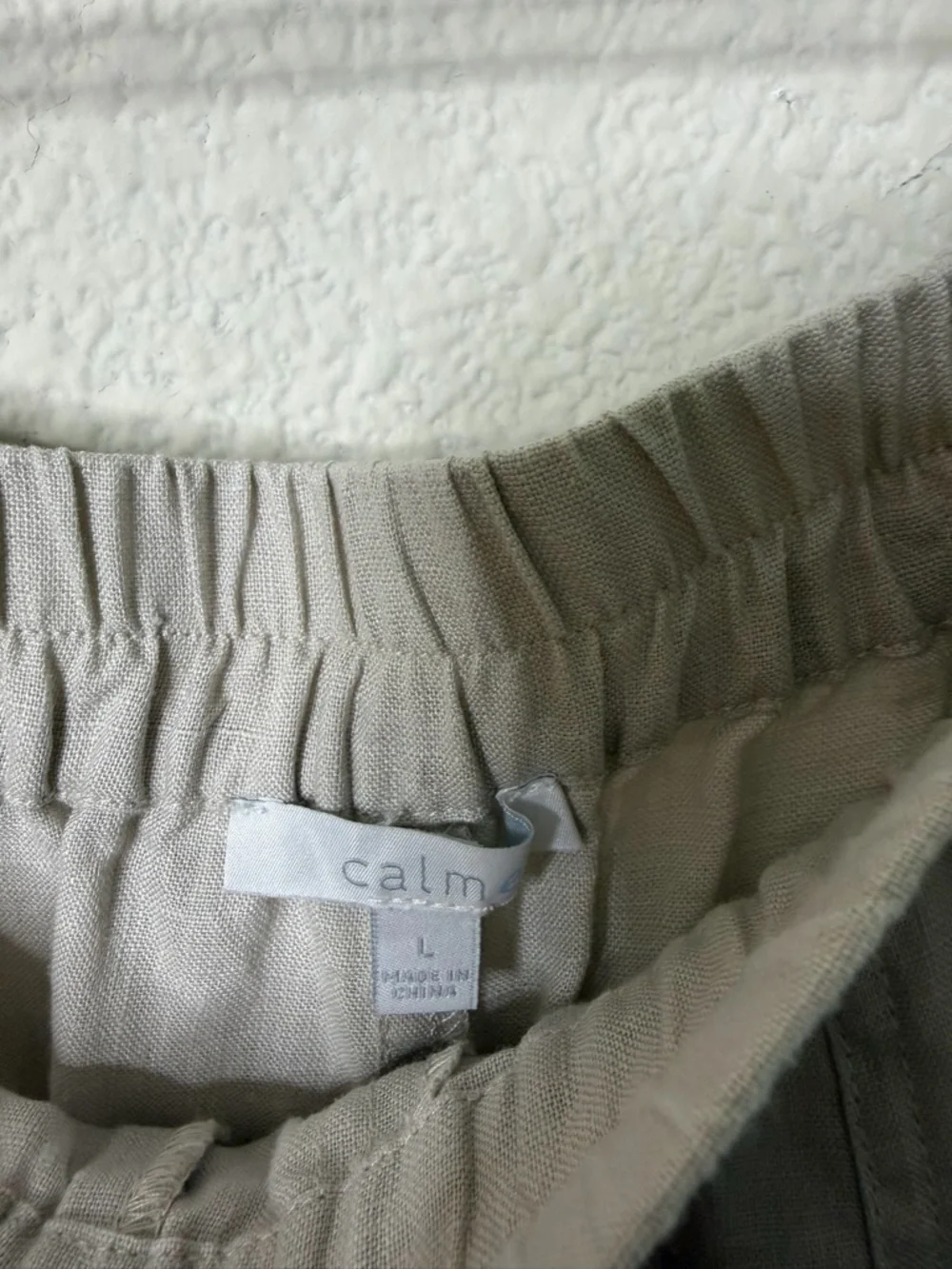 Johnny Was Calme Linen Pull On Pant w Slits Khaki Beige Womens Size L - Picture 9 of 10